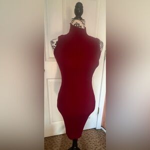 Sleeveless Red Ribbed Dress